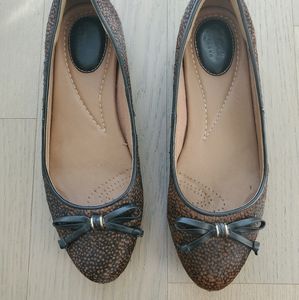 Clarks Leopard Mohair Bowtie Flats